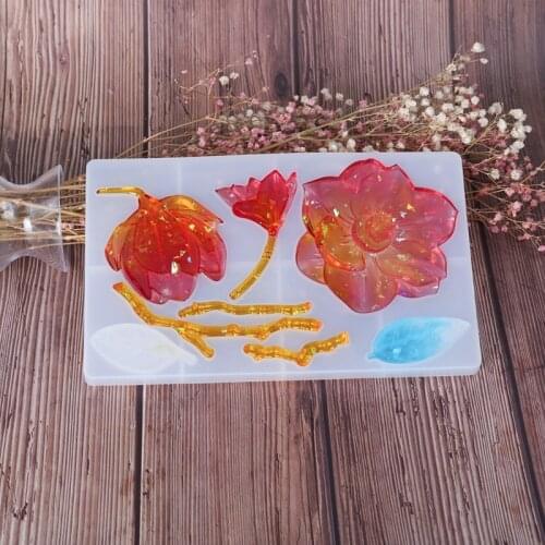 DIY Crystal Flower Silicone Mold Handmade Necklace Pendant Craft Jewelry UV Epoxy Resin Mold 4 Style