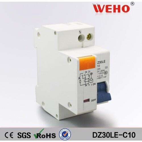 DZ30LE-C10 High Quality Rcbo Residual Current Circuit Breaker 10A