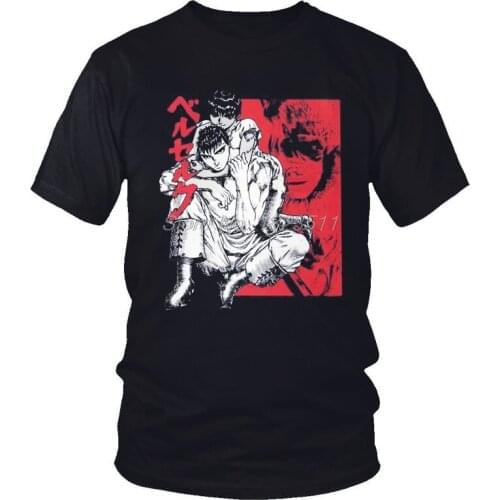 Tvoe Mens Japanese Manga Anime Berserk T-Shirt Fashion Manga Gattsu Tshirt Short Sleeve Cool T Shirt Homme Cotton Tee Gift Idea