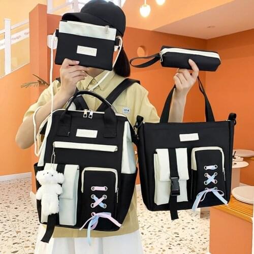 Canvas School bags For Teenager Girls Waterproof Women Backpack Cute Travel Rucksack