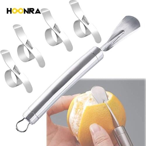 HOONRA 5Pcs Orange Peeler Tool Stainless Steel Orange Citrus Peeler Tool Orange Slicer Curved Handle Peelers for Kitchen Gadget