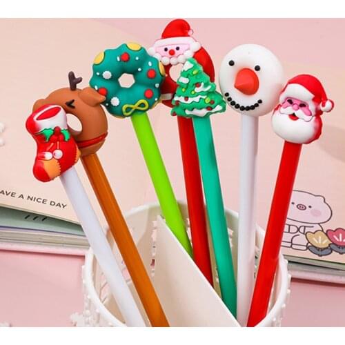 Kawaii Christmas Gel Pen Cartoon Santa Claus /tree /sock Student Office Signing Pen 0.38mm School Stationery for Kids Gift