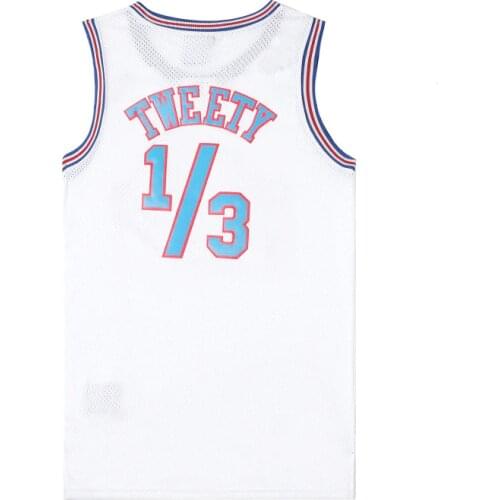 Classic Space Jam Film cosplay costume Version Embroidered Jersey Basketball Wear White Black No. 34 jersey