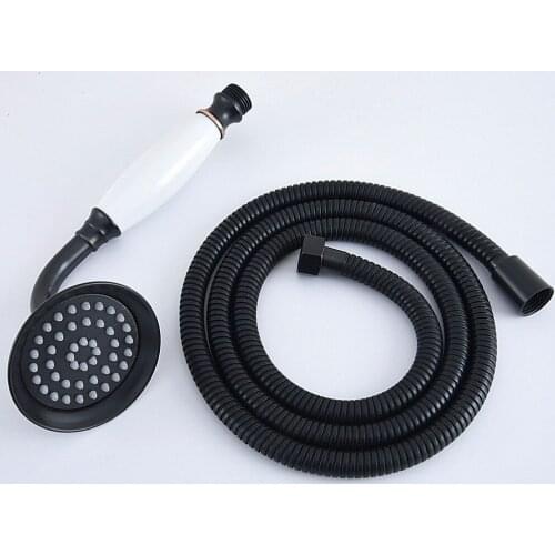 1.5m Black Oil Rubbed Brass Flexible Bathroom Hand Held Shower Hose and Telephone Style Hand Held Shower Head mhh065