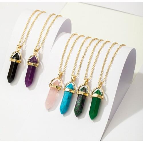 Lost Lady Natural Stone Pendant Necklace for Women Chain Statement Choker Necklace Wholesale Jewelry Collar Accessories Bijoux
