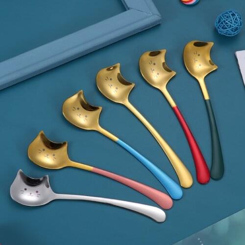 Tea Coffee Mixing Spoons New Creative Korean Cartoon Spoon Stainless Steel Honey Dessert Teaspoon Stirring Drink Spoon Tableware