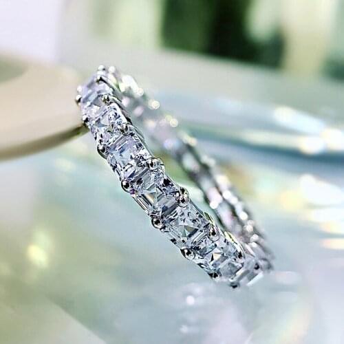 Fashion 100% 925 Sterling Silver Asscher Cut Created Moissanite Gemstone Personality Couple Ring Band Fine Jewelry Birthday Gift