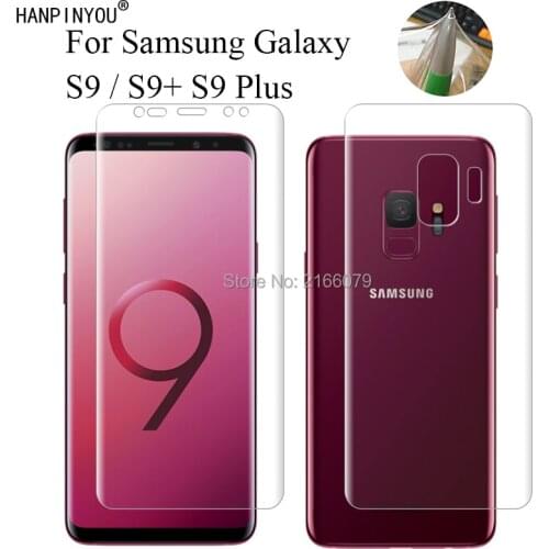 For Samsung Galaxy S9 S9+ S9 Plus Soft TPU Front Back Full Cover Screen Protector Transparent Protective Film + Clean Tools