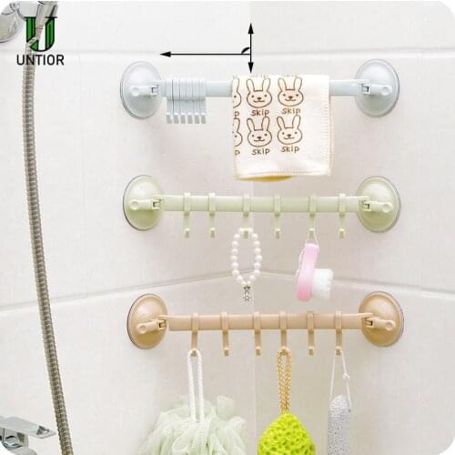 UNTIOR Wall Vacuum Rack Suction Cup 6 Hooks Towel Bathroom Kitchen Holder Plastic Sucker Hangers Hanging Hooks Tough Hook Hanger