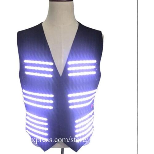 Nightclub Bar KTV Led Luminous Vest Clothes Stage Performance Led Glowing Flashing Men Suits Led Event Party Dance Clothing