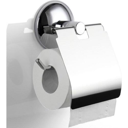 NoEnName_Null Bathroom Toilet Roll Paper Holder Vacuum Suction Cup Stainless Steel Wall Mount