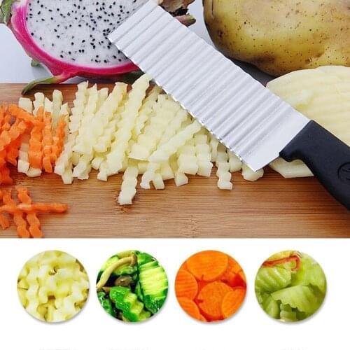 Potato French Fry Cutter Stainless Steel Serrated Blade Easy Slicing Banana Fruits Potato Wave Knife Chopper Kitchen Tool 1090A