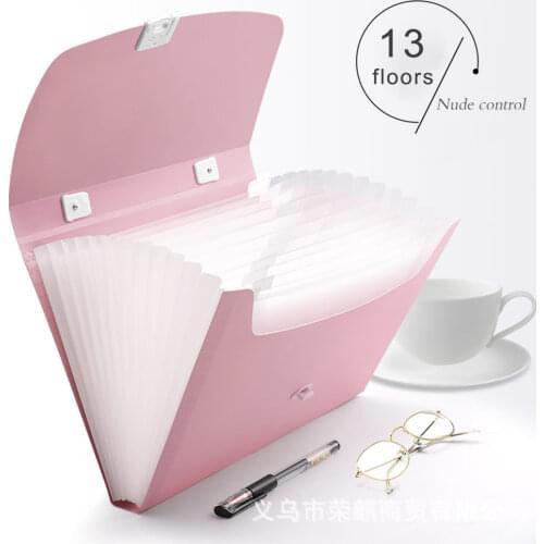 File Folder 13 Grids Office Document Folder A4 size Paper File Folder Organ Box Handheld Design Student Test Paper Organizer Bag