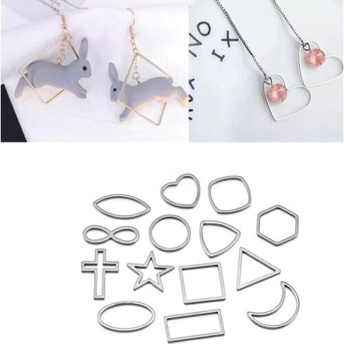 30Pcs Stainless Steel Hollow Geometric Bezel Frame Blank Base For Epoyx Resin Crafts Charms Pendants DIY Jewelry Making Supplies