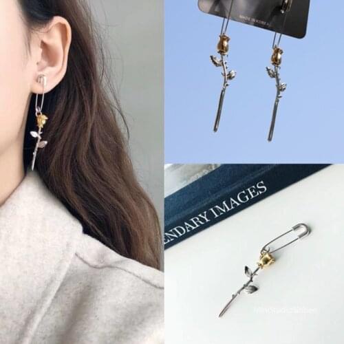 Gothic Stainles Steel Safety Pin Long Stud Earrings Ear Threader Fashion Jewelry E56A