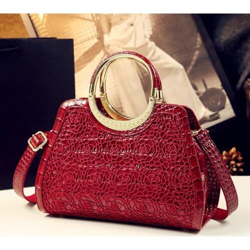 2021 New Fashion Genuine Leather Women Bag Crocodile Pattern Mother Bag Large Capacity Middle-Aged Lace Crossbody Handbag