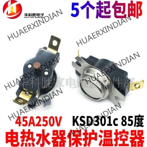 New Original Electric Water Heater Protection Thermostat Anti-Dry Burning Reset Ksd301c 85 Degrees 45a250v Silver Contact