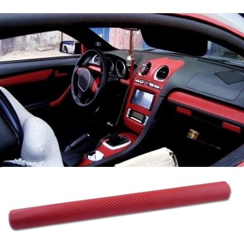 Universal Car Tablet Center Console Dashboard Air Vents Glove Box 3D Vinyl Carbon Fiber Red Interior Panel Wrap Sticker 40*100cm