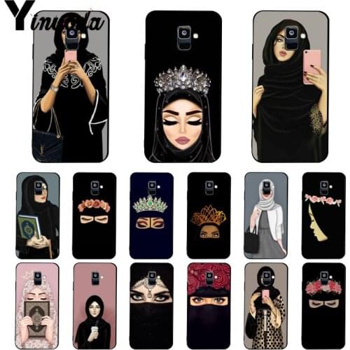 Yinuoda Muslim Gril Eyes Woman Hijab Face Crown Flower Phone Case For Samsung Galaxy A7 A50 A70 A40 A20 A30 A8 A6 A8 Plus A9