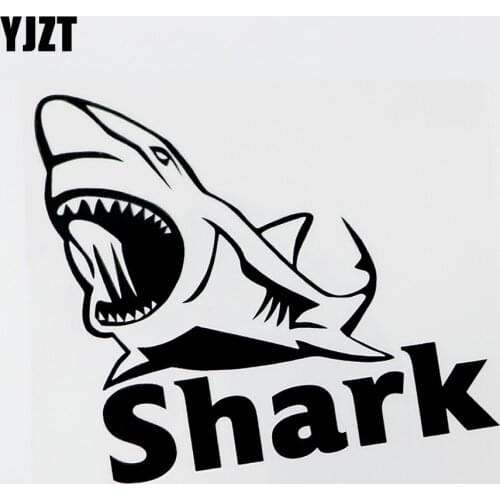 YJZT 15.5CM×12.9CM Personality Animal Shark Vinyl Car Window Sticker Decal Black/Silver 8C-0253