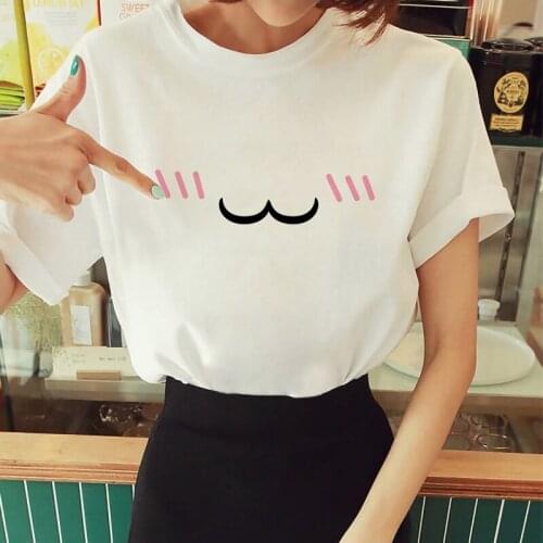 T-shirt women 2021 harajuku Lovely Expression Fun Cartoon Printed Ladies tshirt 90s O-Neck Short Sleeve Summer tee shirt femme