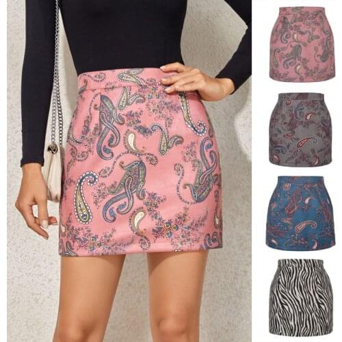 Women Suede Print Skirt 2021 Autumn Winter Fashion Vintage High Waist Mini Bodycon Skirts Female Casual Zipper A-Line Skirt