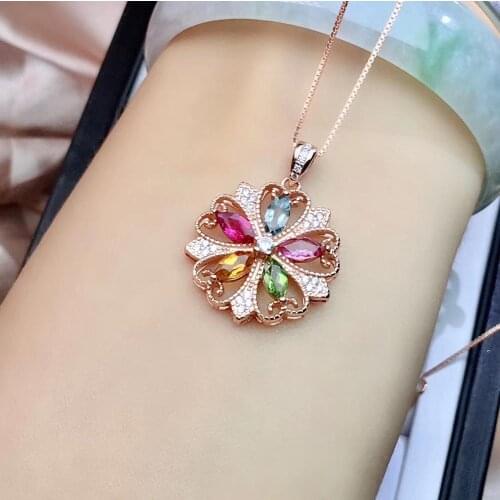 Attractive colorful tourmaline gemstone earrings for women jewelry 925 sterling silver natural round gem girl birthday gift