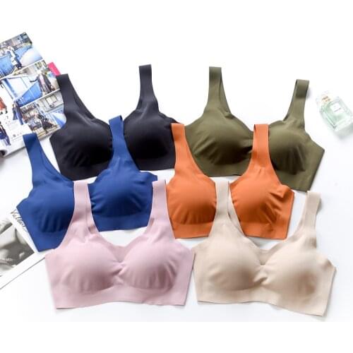 Ready Stock Womens Seamless Vest Bra Ultra-thin Underwear Removable Padded Ladies Bralette No Wire Shockproof Sleep Brassieres