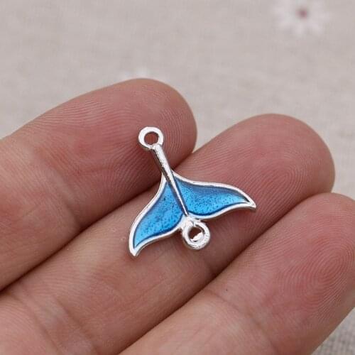 10pcs Silver Plated Enamel Mermaid Tail Charm Connector for Making Bracelet DIY Findings Jewelry Accessories Handmade 20mm