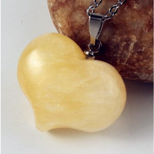 100-Unique 1 Pcs Silver Plated Cute Heart Natural Citrines Crystal Pendant For Lovers Gift Jewelry