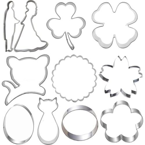 11 Piece Valentines Day Stainless Steel Wedding Cookie Cutter Biscuit Mold Flower Fondant Cake Home Baking Printing Decorate
