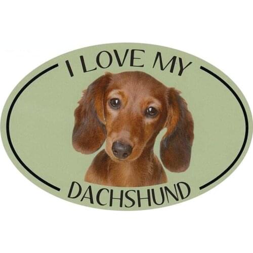 13cm x 8.7cm for Oval Dog I Love My Dachshund Motorcycle Stickers Vinyl Material Fashion Decals Body for Car