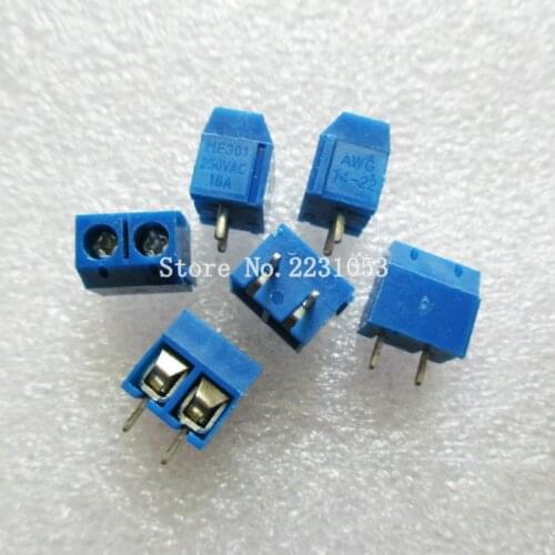 20PCS/LOT KF301-2P KF301-5.0-2P KF301 Screw 2Pin 5.0mm Straight Pin PCB Screw Terminal Block Connector