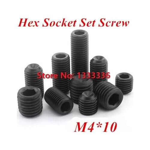 200pcs/lot M4*10 DIN916 Cup Point Hex Socket Set Screw Alloy Steel Grade 12.9 Headless Grub Screw