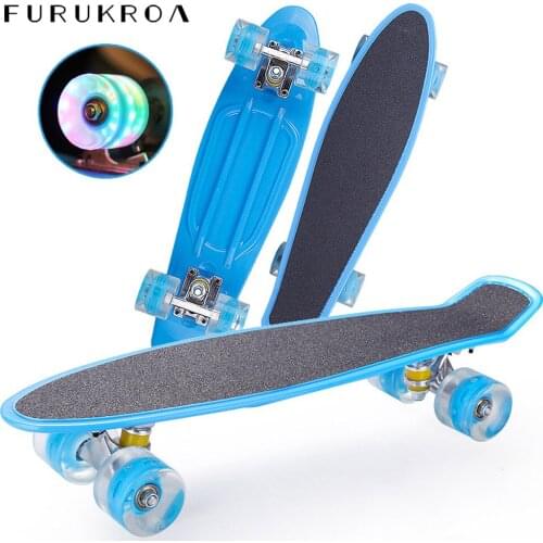22 inches Skateboard Small Fish Frosted Plate Boards 4 Wheel Board LED Flashing Wheel Street Skate Board Mini Longboard X472B