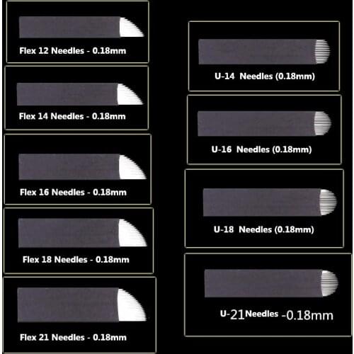 500pieces 0.18mm Black 16 U Shape Microblading Needles Tebori Microblading Blades For Manual Tattoo Pen Machine