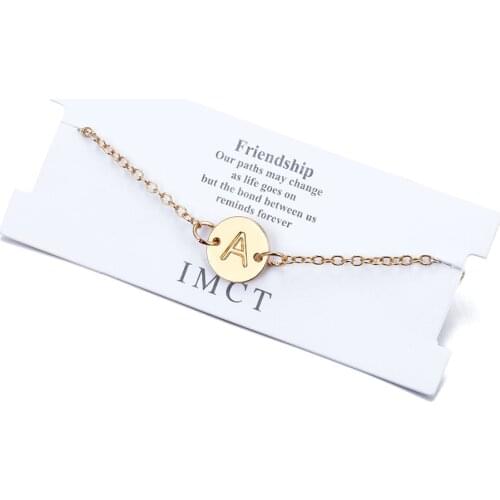 Letter Bracelet Anklet Boho Gold Color Round Smooth Letter Bracelet Jewelry Jewellery Accesorios Wholesale Pulseras Kpop