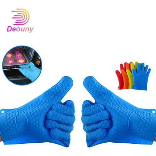 DEOUNY 1 Pcs Food Grade Cooking Baking BBQ Gloves Heat Resistant Silicone Grill Barbecue Oven Mitt Kitchen Accessories Tools