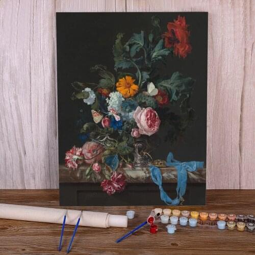 Europe Vintage Flowers Glass Vase DIY Paint By Numbers Complete Kit Acrylic Paints 50*70 Paiting By Numbers Home Art