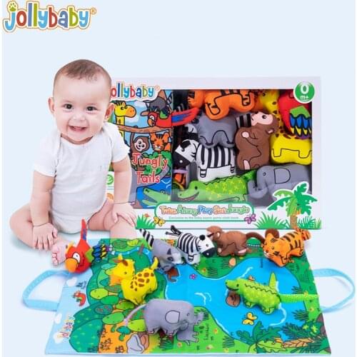 Jollybaby Polyester Dino 3D Animal Doll Soft Cloth Book Kid Play Mat for Baby Crawl Hand Grasp Training Learning Playing