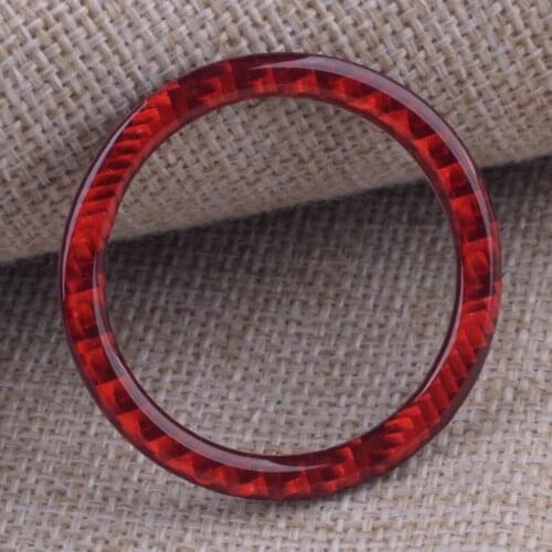 Car Engine Start Stop Ignition Button Ring Trim Red Carbon Fiber Fit For Dodge Challenger 2015 2016 2017 2018 2019 2020 2021