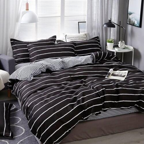 Black White Stripe Double Side Simple Luxury Comforter Bedding Set Modern Fashion King Queen Twin Size Bed Linen Duvet Cover Set