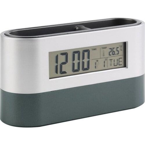 Multifunctional Pen Pencil Holder Time Alarm Clock Temperature Calendar Digital LCD Office Desk Table Clock