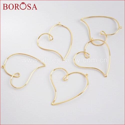 BOROSA 50/100PCS Fashion Gold Color Irregular Heart Charms Brass Metal Charm Jewelry Accessories for Necklace Jewelry PJ127