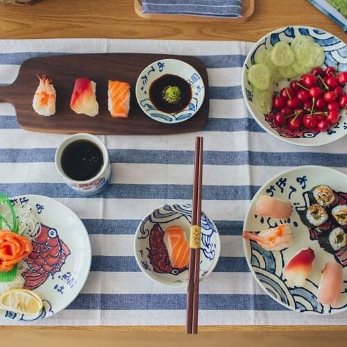 2021 New Jingdezhen Hand-painted Ceramic Household Dishes Bowls Spoons And Tableware Set