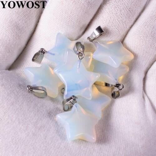 Wholesale 10Pcs/Lot Fashion Assorted Natural Stone Opal Dangle Star Beads Charms Pendants For Jewelry Making QV0014