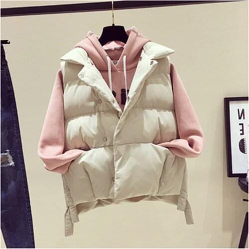 2021 Autumn Vests Waistcoats Women Solid Winter Thicken Loose Womens Trendy Outwear Pocket Warm Simple Korean Style Button New