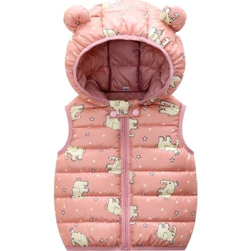 Autumn Baby Girl Vest Jacket Toddler Boy Coat Cartoon Hooded Waistcoat For Childrens Outerwear Kids Winter Clothes Girls Coat