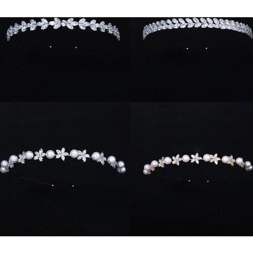 Floralbride Trendy Charm Popular Crystal Rhinestone Zircon Women Girls Tiara Headband Queen Party CZ Hair Sticker Hair Jewelry
