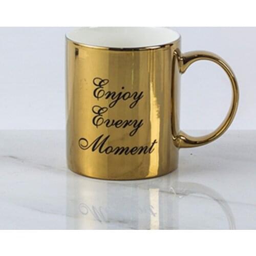 Gold Plated Ceramic Porcelain Letters Drink Coffee Tea Mug Collectable Creative Travel Cup Tumbler Home Decor Nice Gifts